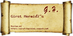 Girst Hermiás névjegykártya